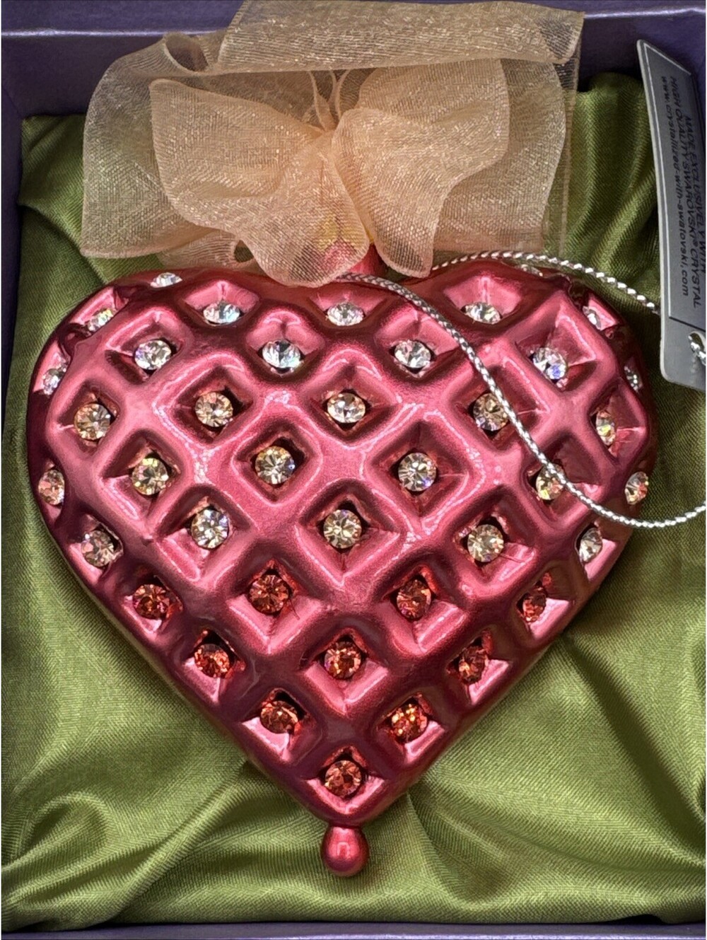 Swarovski Crystals Expressions From The Heart 3” Ornament Pink Color Of Love
